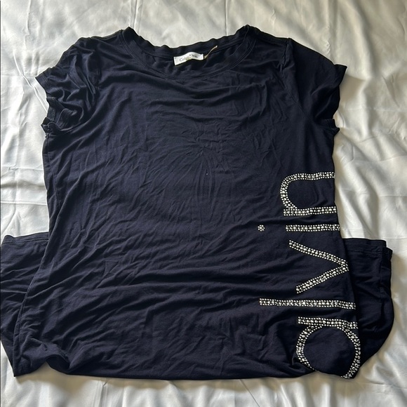 Calvin Klein Black Fitted Sleeveless Graphic Top - Picture 6 of 6